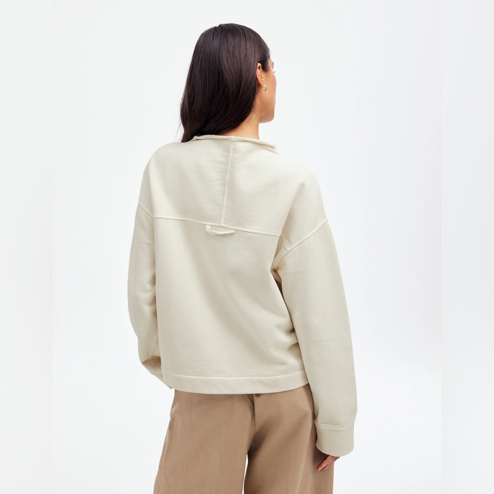 Madewell Long-Sleeve Funnel-Neck Sweatshirt in Parchment - Picture 5 of 11